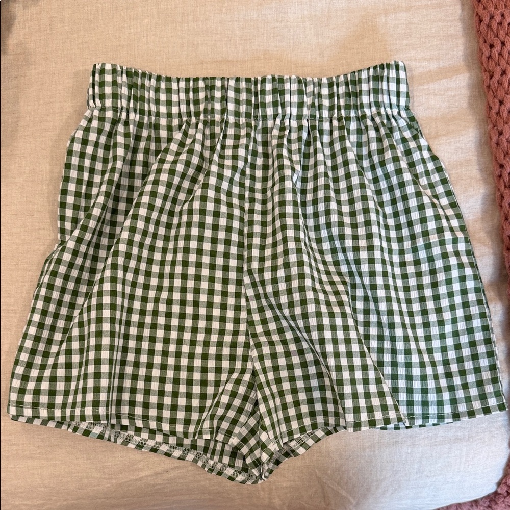 Amazon Green Plaid High Waist Women's Shorts